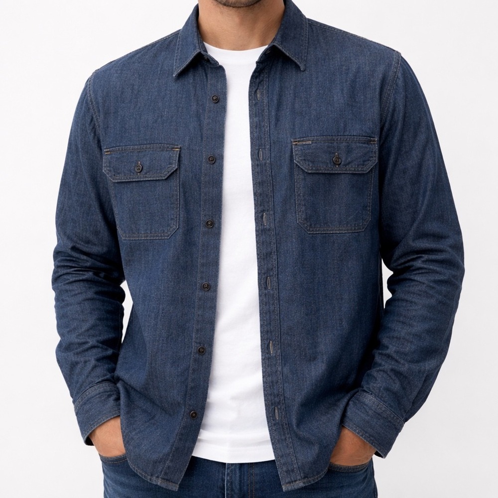Guideboat Co. Men's Heritage Denim Long Sleeve Shirt XL Blue Button Down EUC